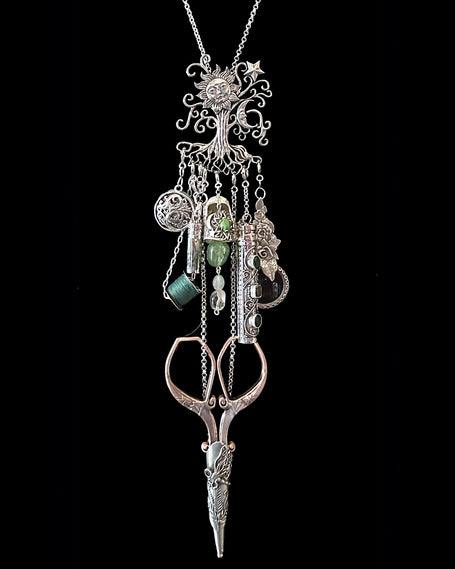 Tree of Life Collection featuring decorative vintage scissors and charms for sewing enthusiasts.