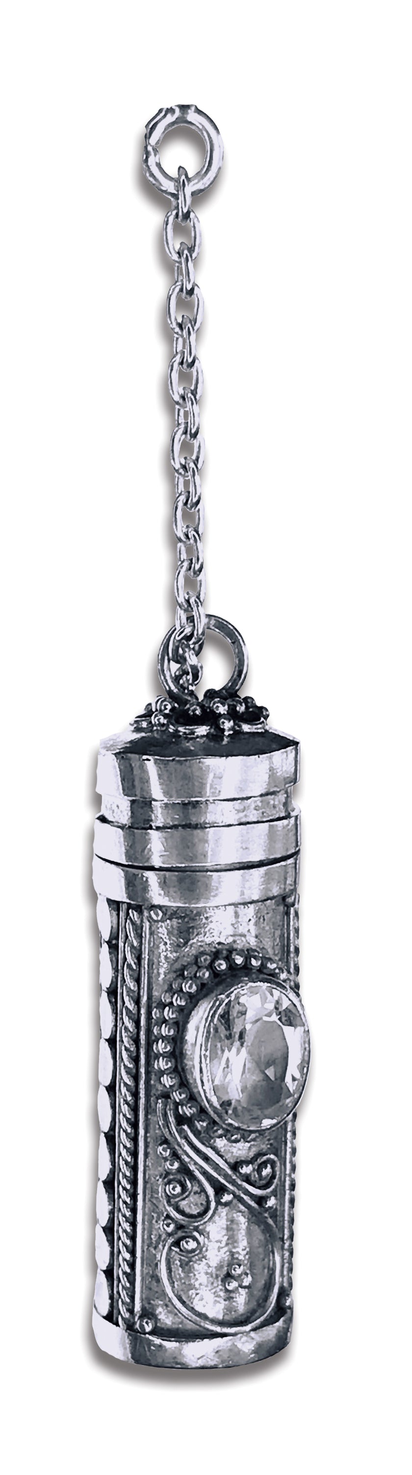 Needle Keeper Small, with Gem, sterling silver thimble holder for sewing tools, heirloom quality and artisan design.