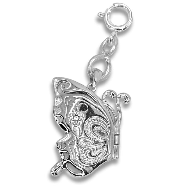 Butterfly Beeswax Locket made from sterling silver, featuring intricate designs, ideal for thimble collections and sewing accessories.