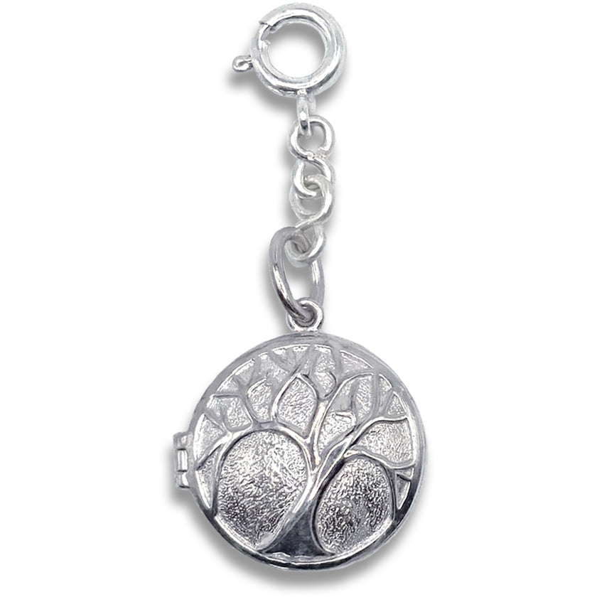 Round Beeswax Locket featuring a detailed tree design in intricate silver metalwork.