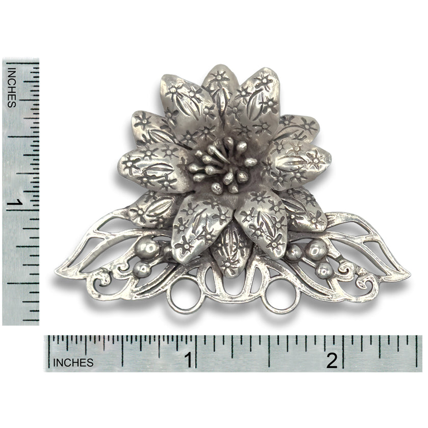 Big Flower Chatelaine crafted with calico petals, perfect for carrying sewing tools and accessories.
