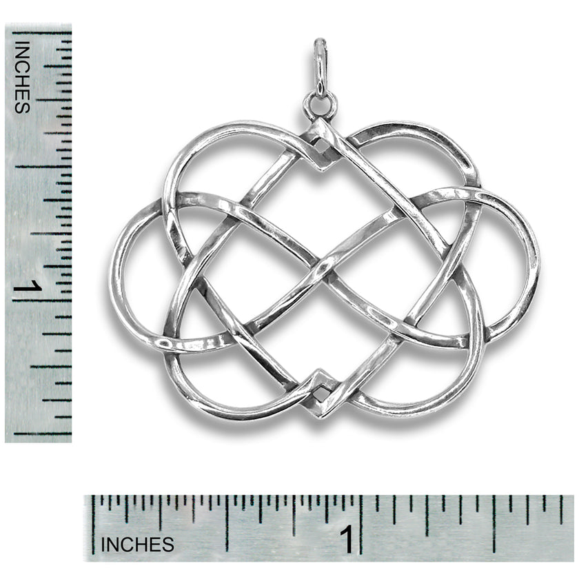 Celtic Knot Chatelaine in solid sterling silver, featuring intricate designs and measuring approximately 2 inches.