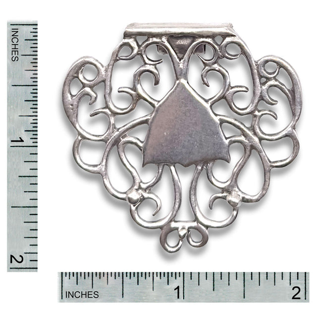 Cheyenne Chatelaine, Medium, intricately designed sterling silver accessory with a decorative lacy pattern for sewing tools.