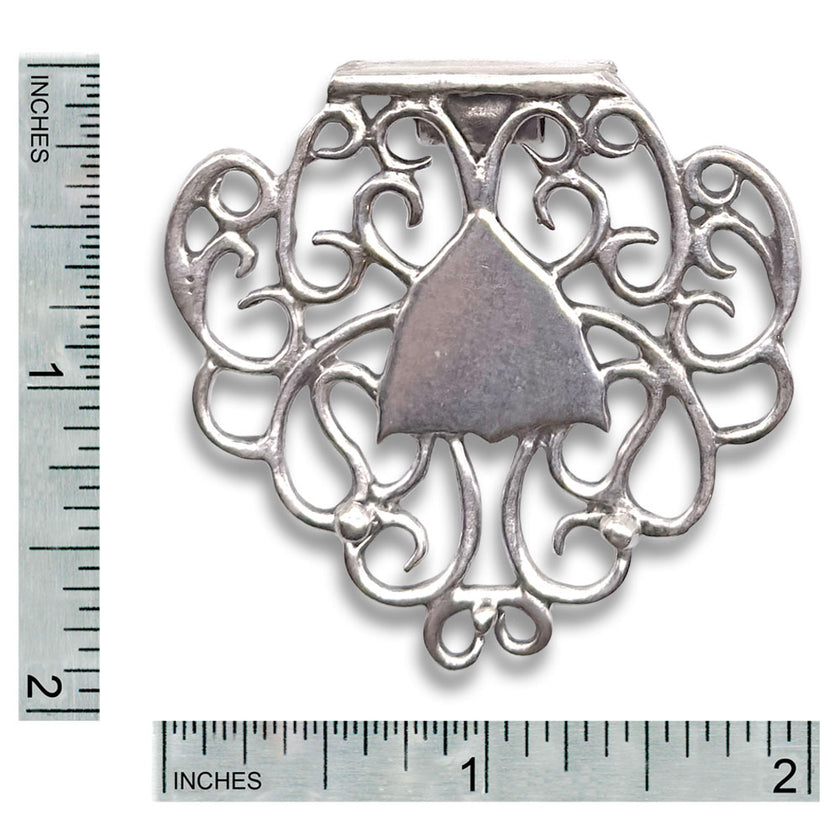 Cheyenne Chatelaine, Medium, intricately designed sterling silver accessory with a decorative lacy pattern for sewing tools.