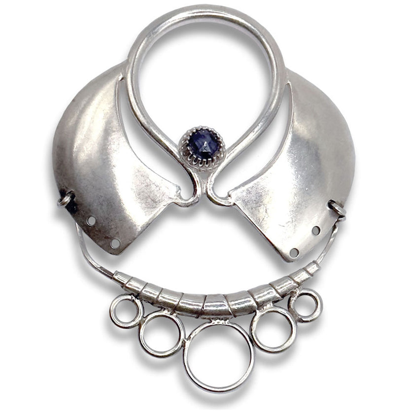 Cleopatra Chatelaine, Small - sterling silver jewelry with two fans for sewing, including thimble accessories and heirloom quality design.