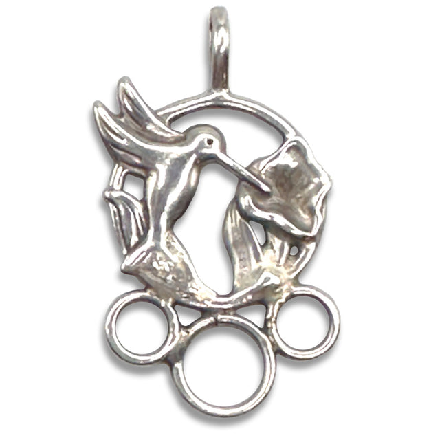 Hummingbird Chatelaine in sterling silver, elegant jewelry for sewing tools and thimble accessories