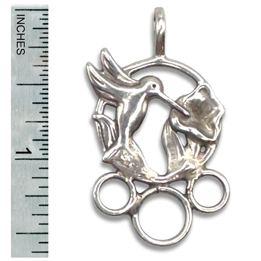Hummingbird Chatelaine in sterling silver, showcasing a beautiful design for sewing tools and accessories.