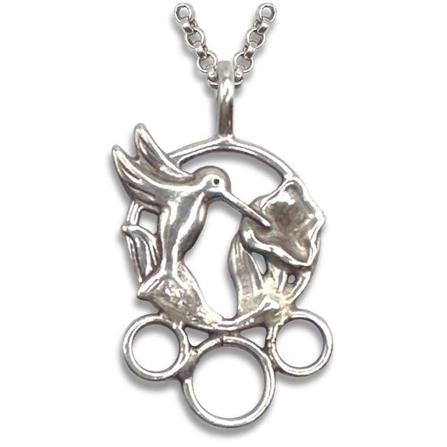 Hummingbird Chatelaine crafted from sterling silver, ideal for sewing tools and thimble accessories.