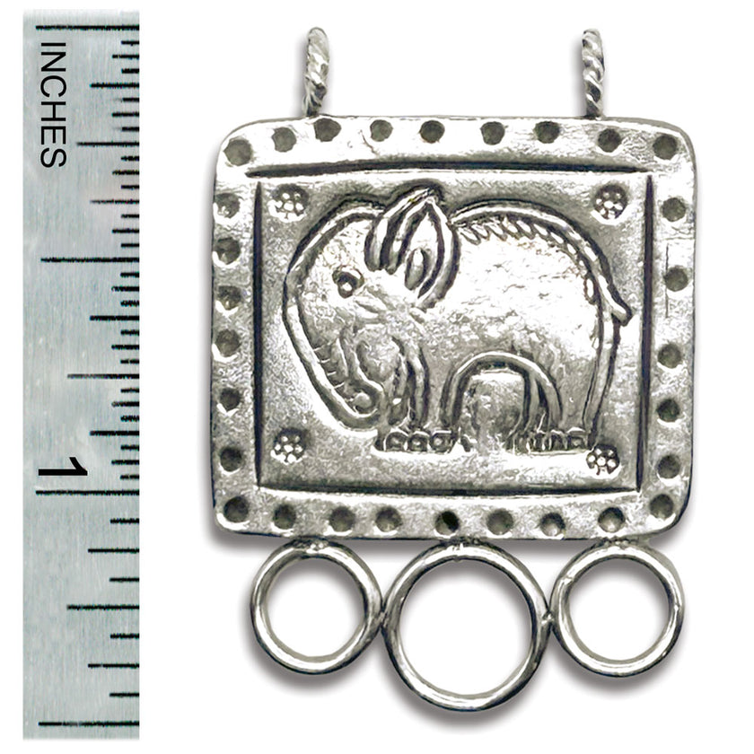 Elephant Chatelaine featuring a sleek design with three attachment loops and detailed elephant engraving.