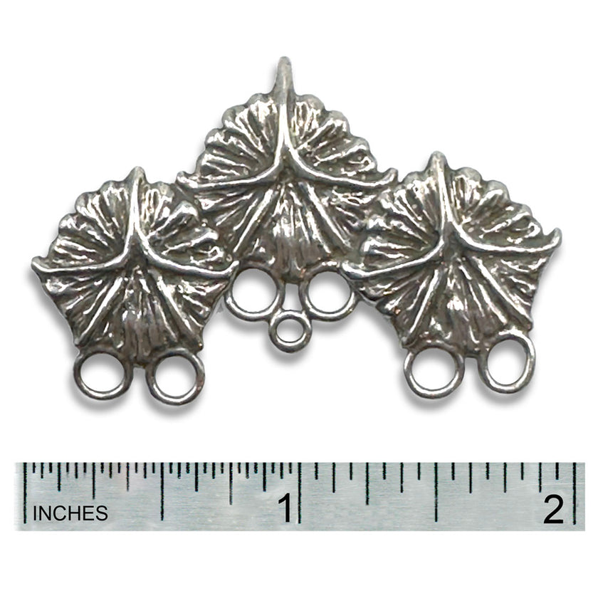 Pineapple Three Sterling Silver Chatelaine displaying intricate leaf design, ideal for thimble collections and sewing accessories.