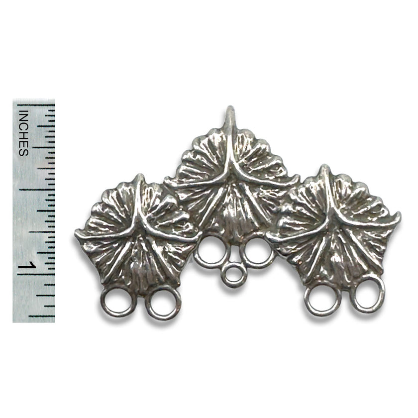 Pineapple Three Sterling Silver Chatelaine featuring leaf design, perfect for thimble collections and sewing accessories.