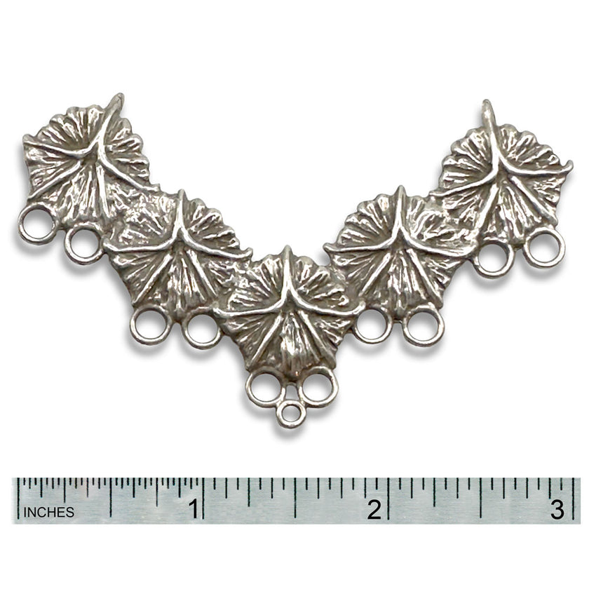 Pineapple Five Sterling Silver Chatelaine with detailed leaf design, perfect for sewing accessories and thimble collections.