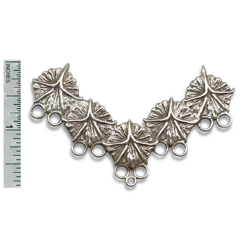 Pineapple Five Sterling Silver Chatelaine with leaf design, perfect for thimble collections and sewing accessories.