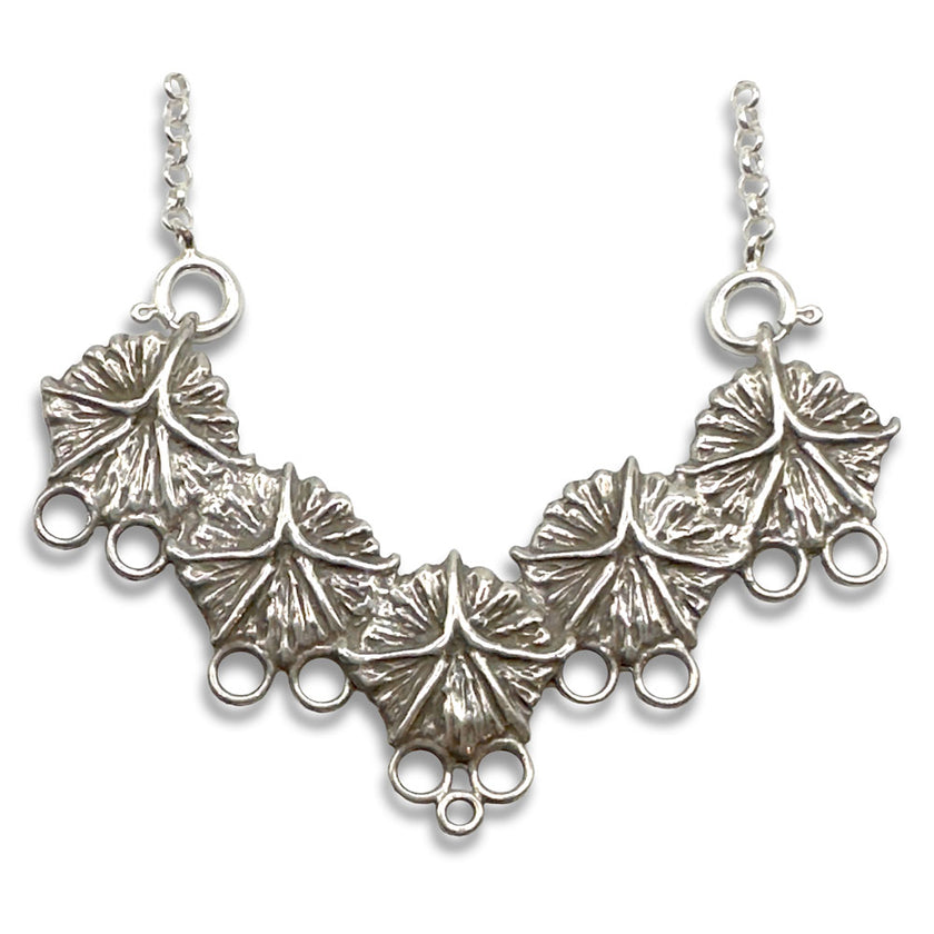 Pineapple Five Sterling Silver Chatelaine showcasing detailed leaf design, perfect for thimble collections and sewing tools.