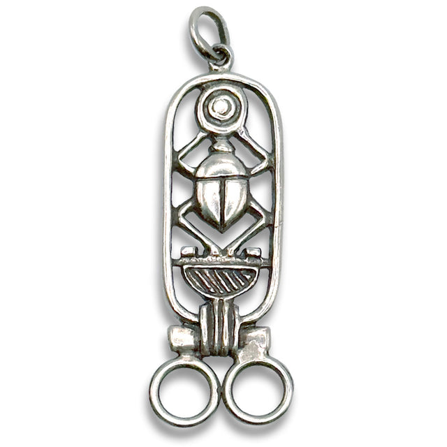 Scarab Chatelaine in sterling silver, an exquisite piece reflecting ancient Egyptian culture and thimble accessory craftsmanship.