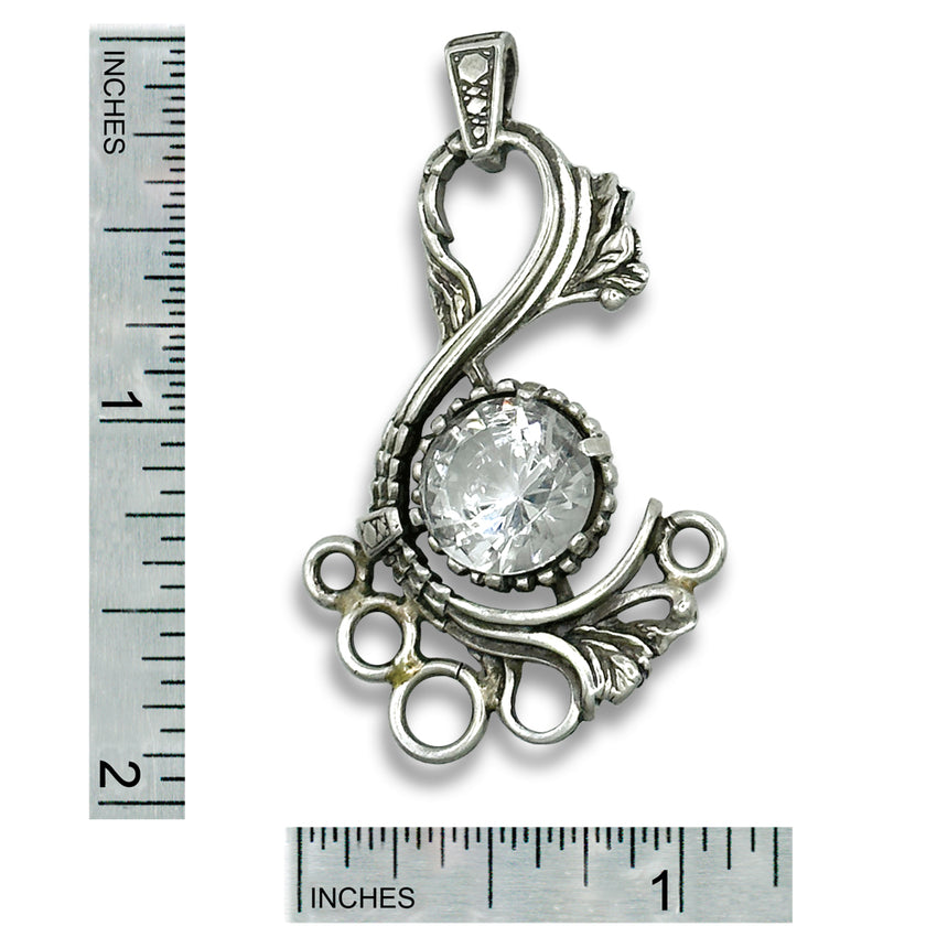 Symphony Chatelaine pendant featuring a treble clef design in sterling silver and a 10mm gemstone, perfect for musical enthusiasts.