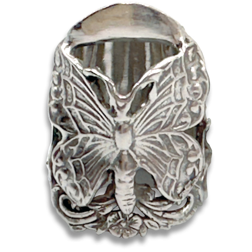 Butterfly Thimble - Size 8 - Discontinued, solid sterling silver thimble for sewing with intricate butterfly design.