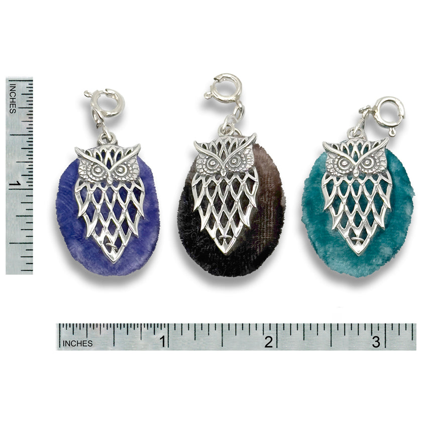 Owl Pincushion featuring felted wool, silver back, and stylish design for sewing needs.