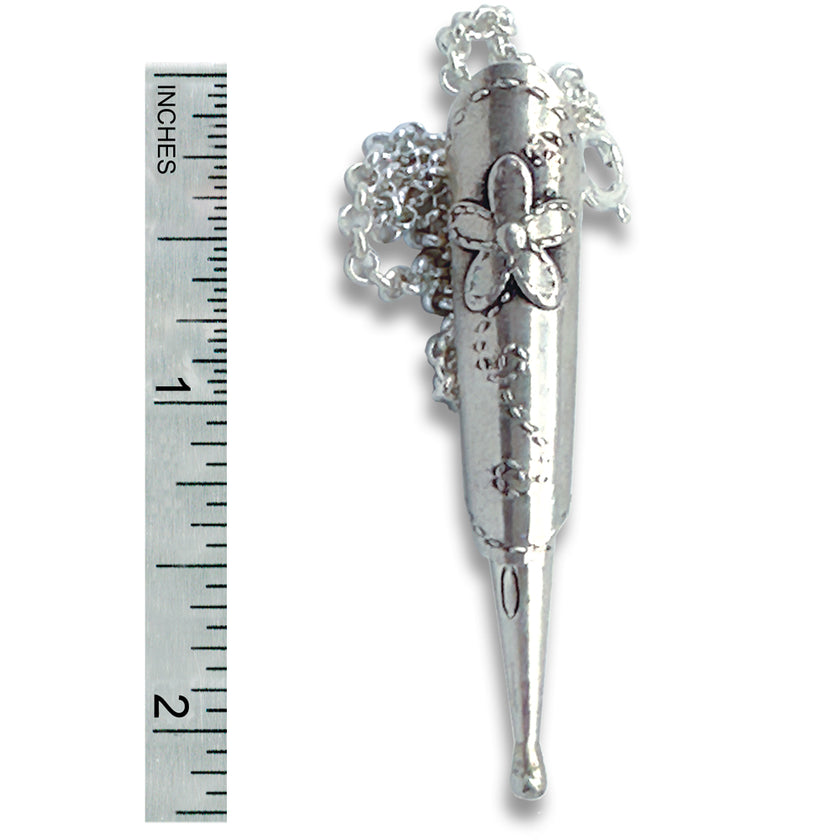 Daisy Sheath and Chain in sterling silver with floral design, ideal for holding scissors with a chain for sewing.