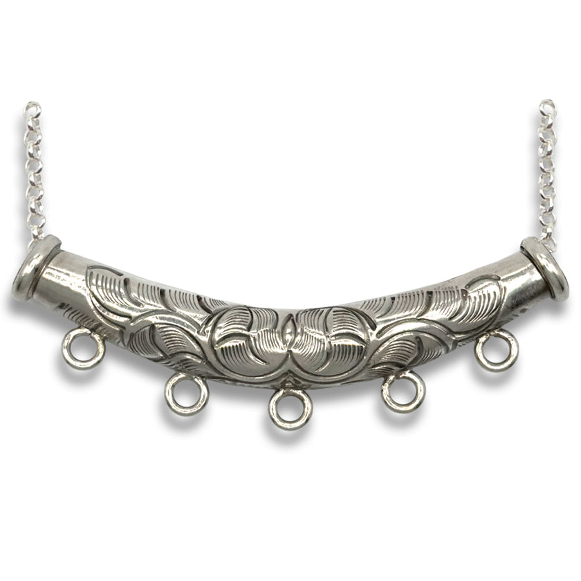 Crescent Scroll Chatelaine crafted from sterling silver, perfect for thimble accessories and sewing tools.