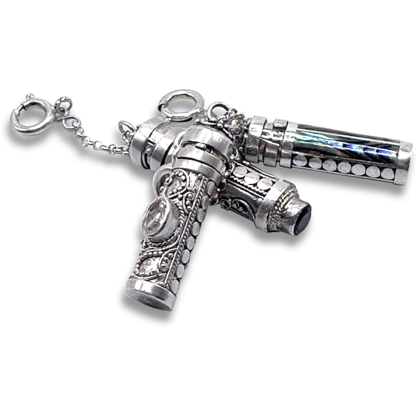 Needle Keeper Small, with Gem - artisan thimble accessory in sterling silver for quilting, featuring elegant design.