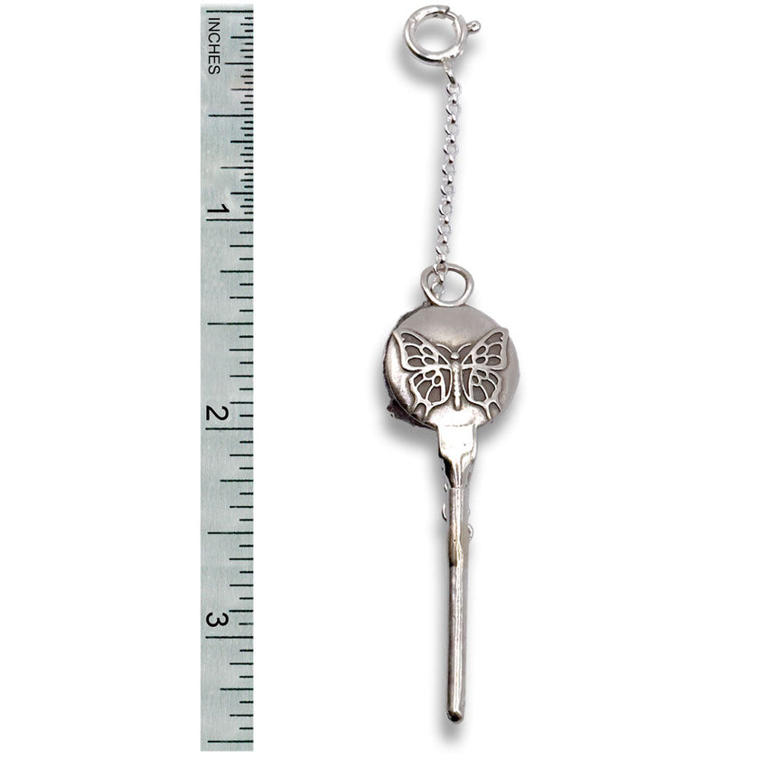 Butterfly Combination Tool - Needle Threader and Thread Waxer made of sterling silver with decorative butterfly design