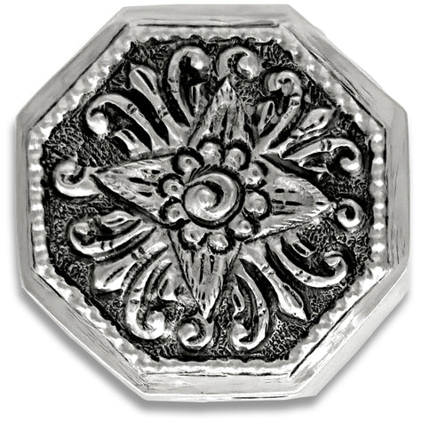 Thimble Box - Octagon: ornate sterling silver thimble holder with intricate design, ideal for thimble collections and sewing accessories.