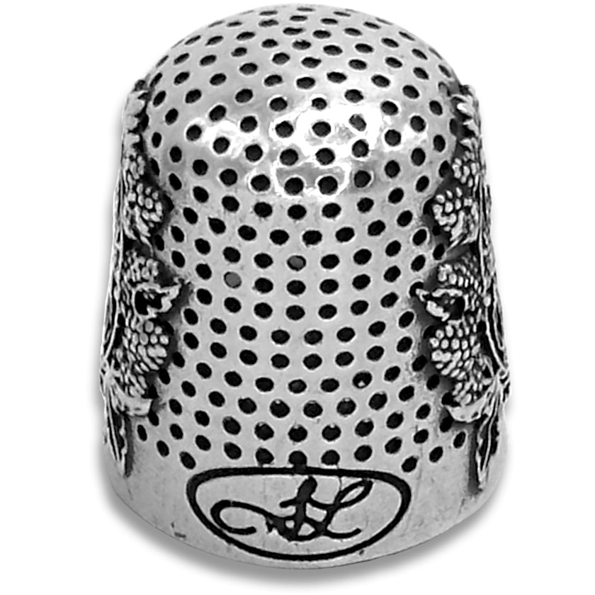 Blackberry Large Thimble, ornate sterling silver thimble with floral design, ideal for sewing and quilting.
