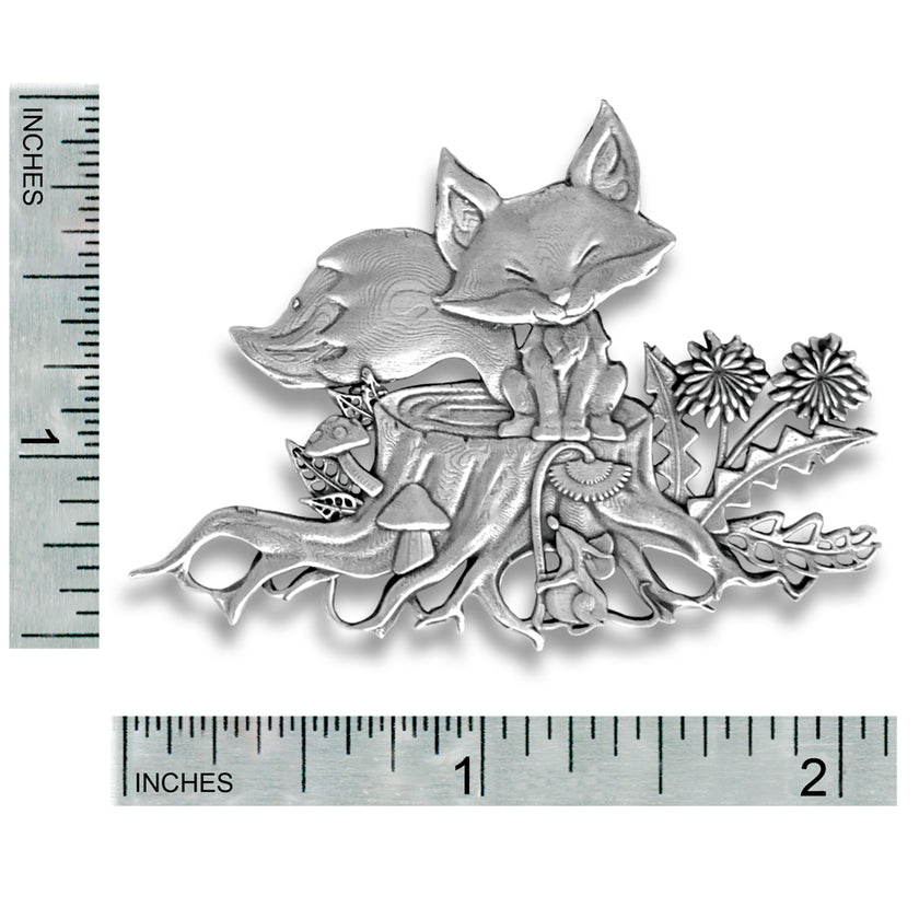 Woodland Fox Chatelaine in sterling silver with whimsical fox design and sewing accessories, perfect for thimble collections.