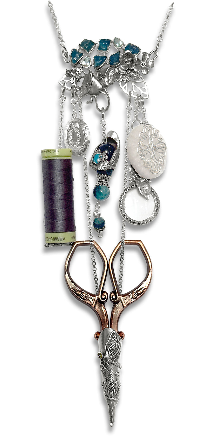 Blue Apatite Rocks Chatelaine (one-of-a-kind)