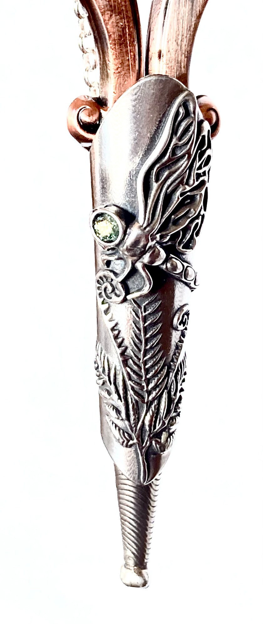 Dragonfly Sheath and Chain with big Gem featuring intricate design and gemstone detail, ideal for sewing accessories.