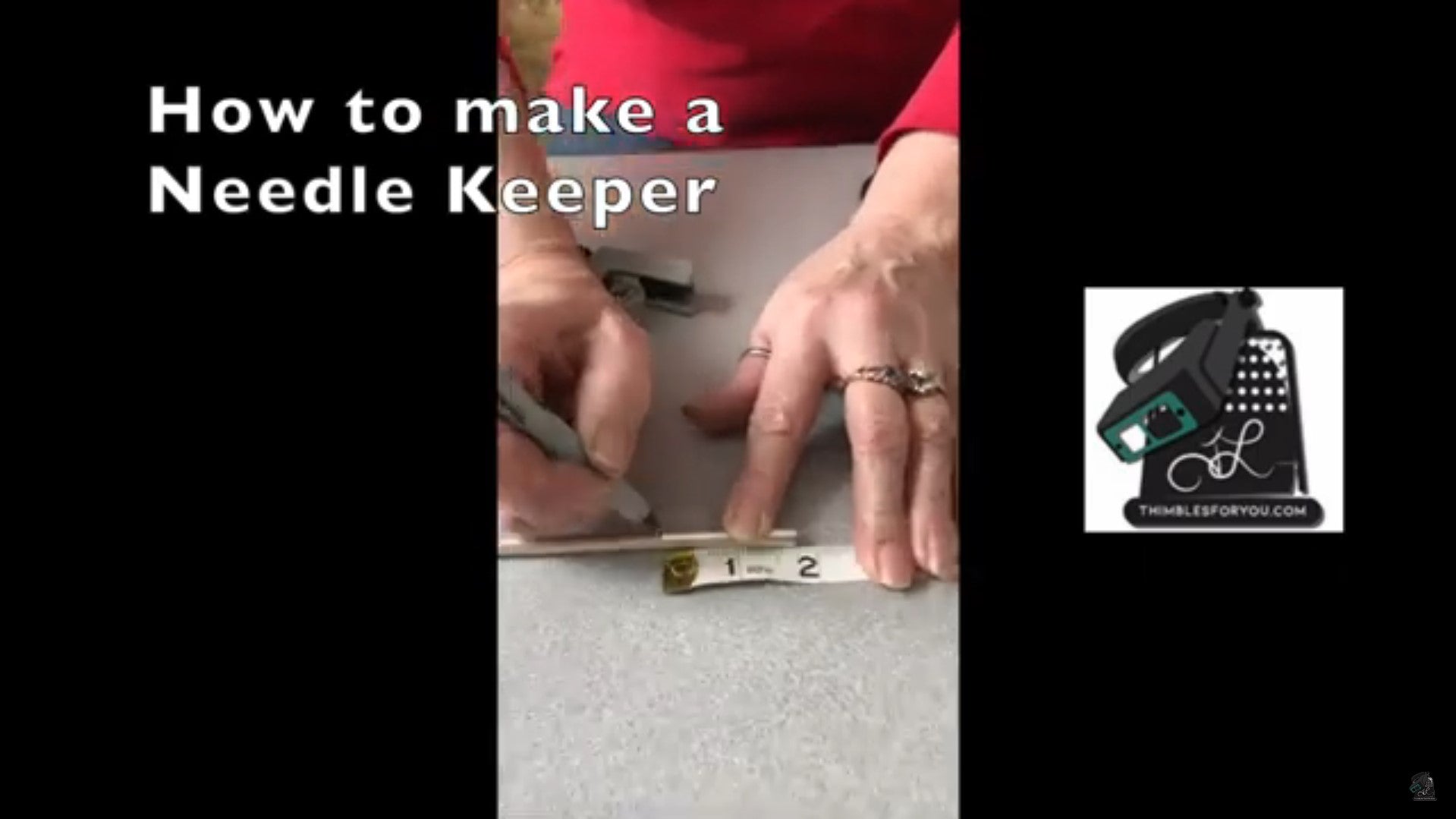 Step-by-step guide on making a needle keeper with hands and materials on a table.