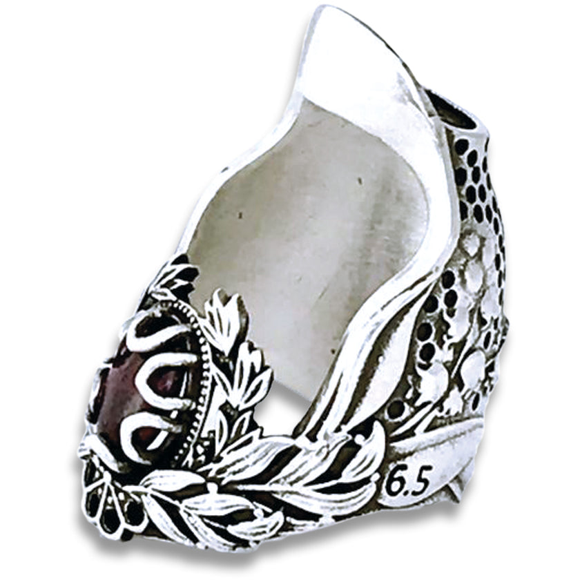 Lily of the Valley Gem Thimble, a vintage-inspired sterling silver thimble with stunning gemstones and curvy nail guard.