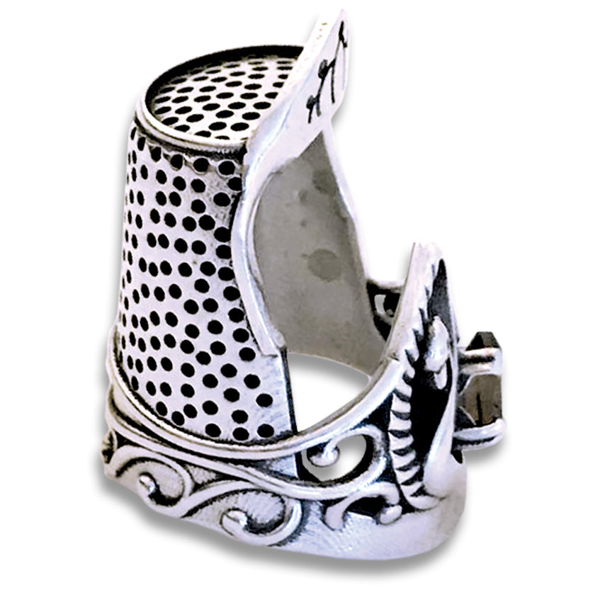 Swan Thimble crafted from sterling silver with unique design, perfect for sewing and thimble collections.