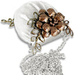 Copperflowers and Leaves Pincushion Purse with sterling silver chain and silk velvet cushion, perfect for sewing tools.
