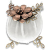 Copperflowers and Leaves pincushion purse with sterling silver floral design and removable silk velvet cushion.