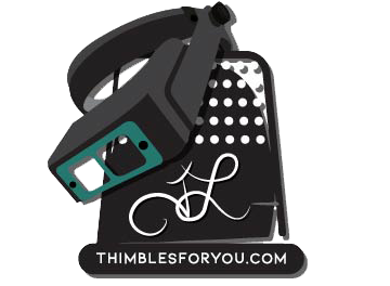 Logo for ThimblesForYou.com featuring thimble accessories and sewing tools.