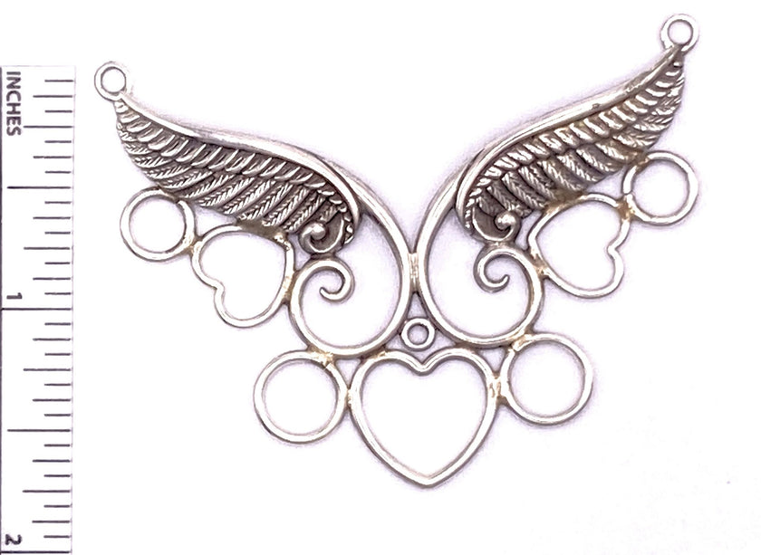 Angel Wings Chatelaine featuring intricately designed wings and heart rings for sewing accessories.